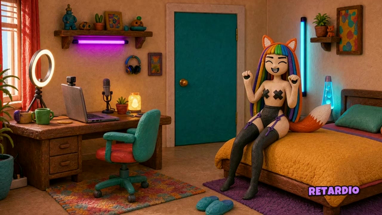 Clay Retardio in her bedroom studio